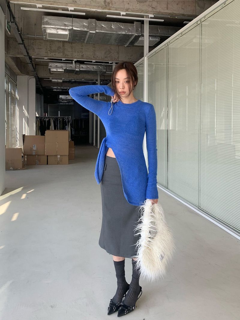 slit line midi skirt