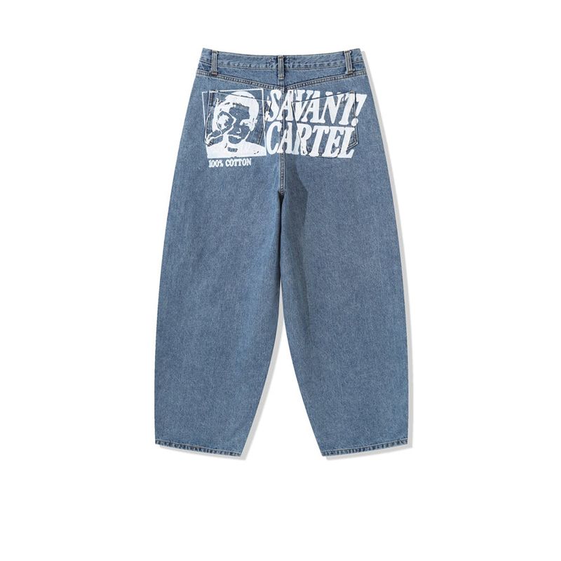 Cattle painting denim pants -2C