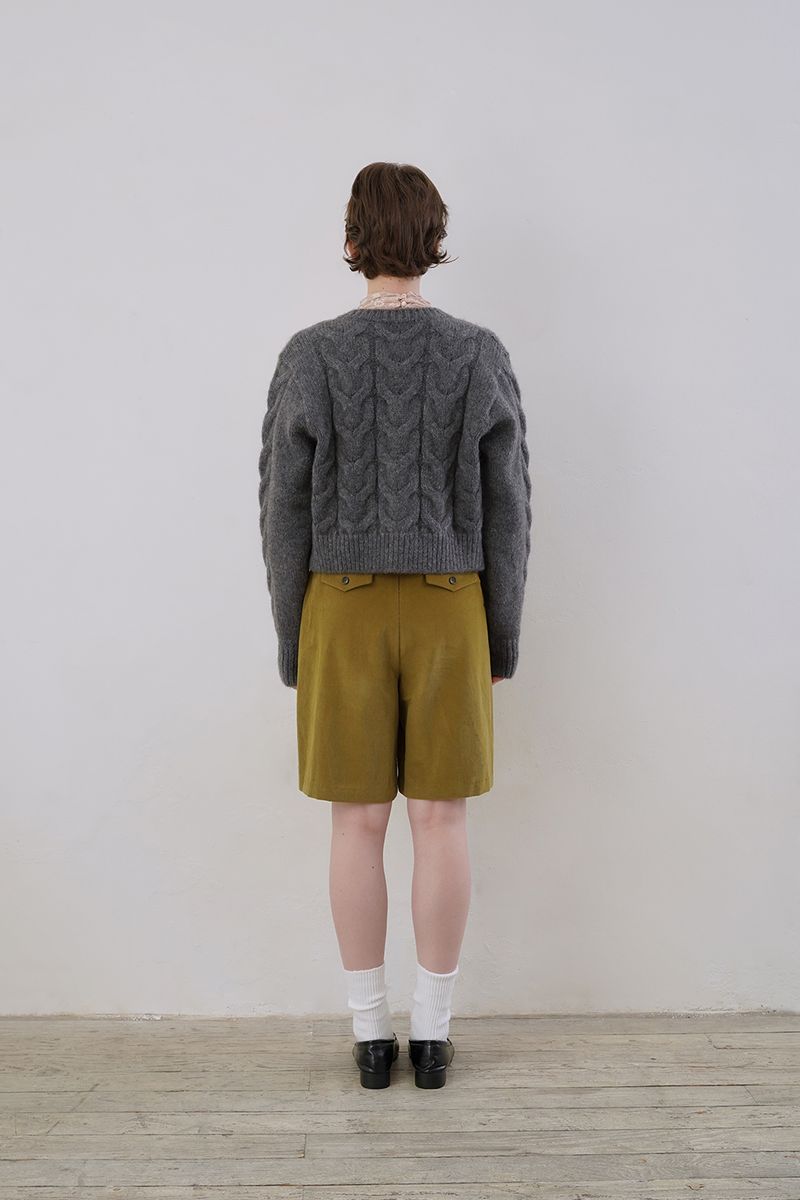 Mohair cable cardigan_charcoal