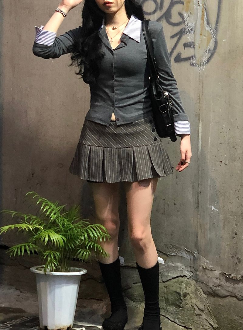 Pellen shirt cardigan (Gray)