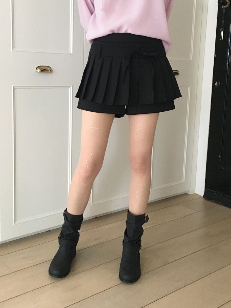 Wicca two-way ribbon pants pleated mini skirt