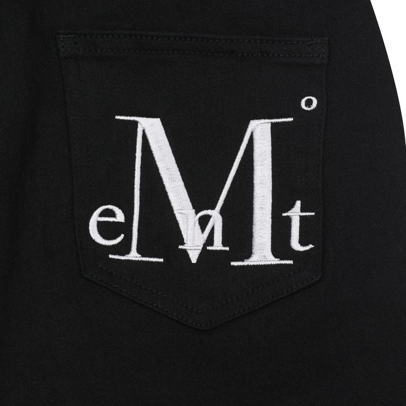 PISTOL BACK LEATHER DOUBLE CROSS WIDE BOOTS CUT COTTON PANTS