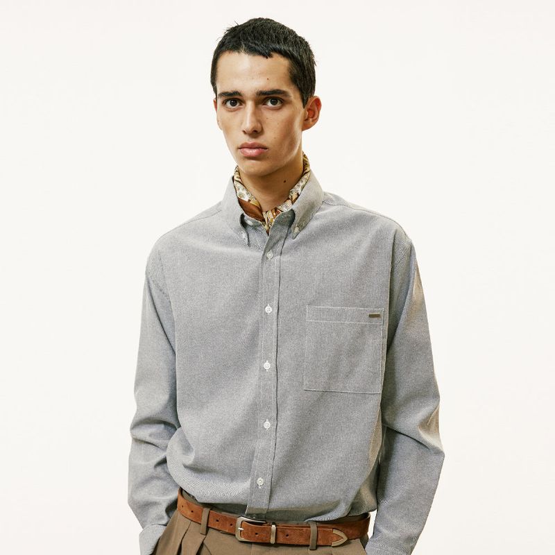 S SY(エスエスワイ)の「chest pocket tip oxford shirt grey(Tops)」