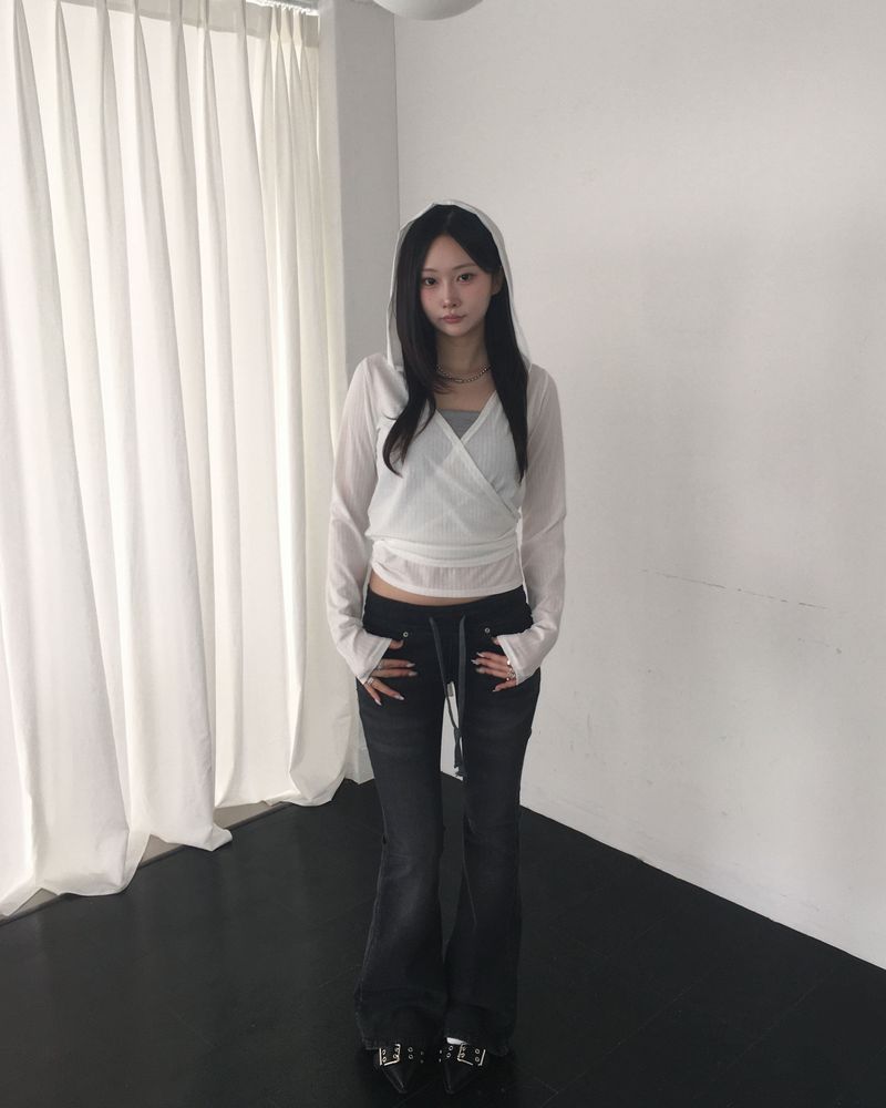 Banding low denim boots cut pants