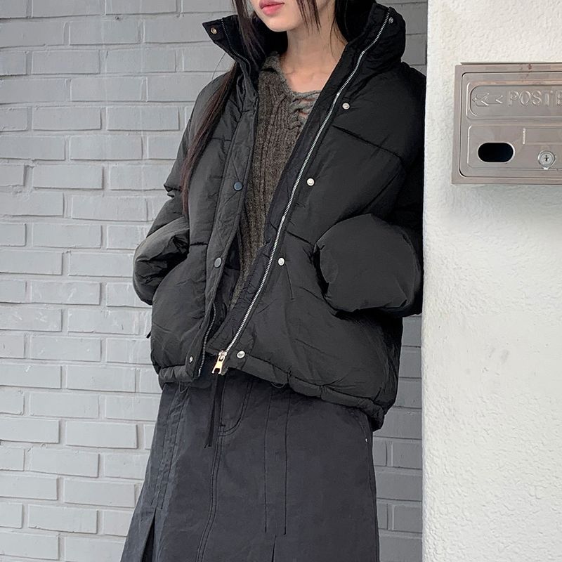 Sizen zipper pocket collar short padded coat