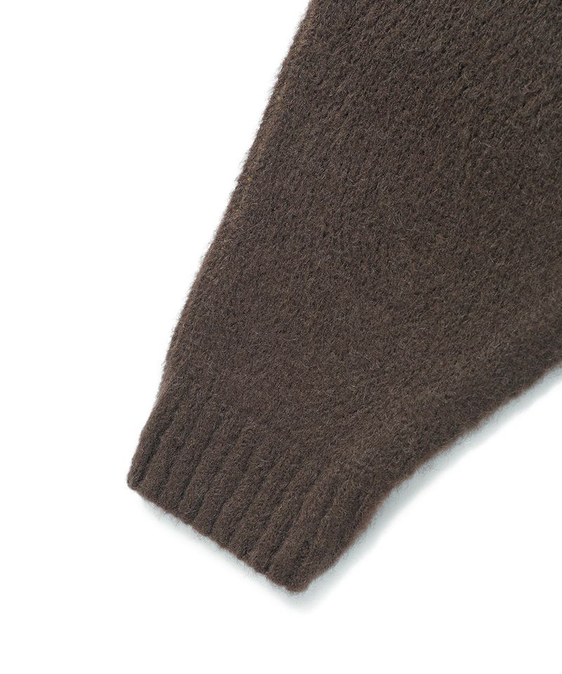 BRUSHED SELLER LOGO KNIT CREWNECK BROWN(CV2DFUK600A)