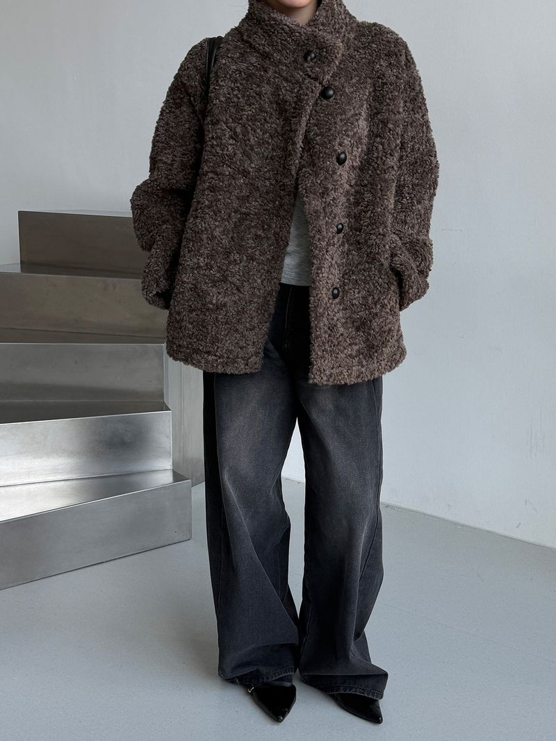 High neck boucle half coat(4color)