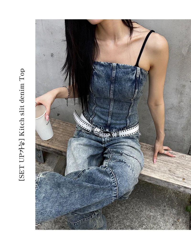 Kitch slit denim top