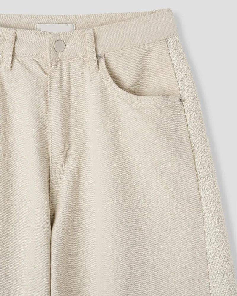 TWILL MIX CURVED PANTS (2C)