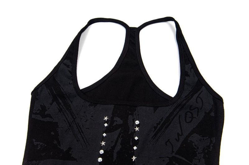 Sena Grunge Stud Print Slim Tank Top