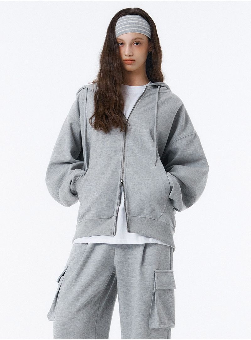 [Unisex] BASIC LINE OVER FIT 2-WAY ZIP-UP (4color)