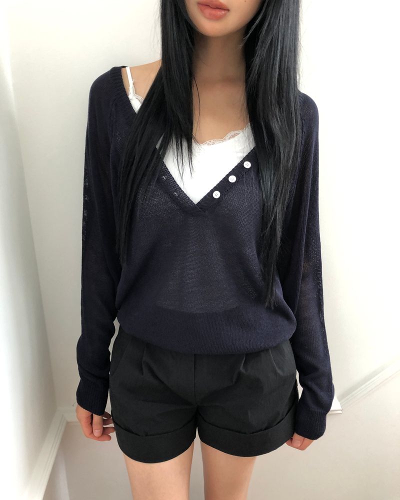 Hebun Deep V-Neck Summer Knit