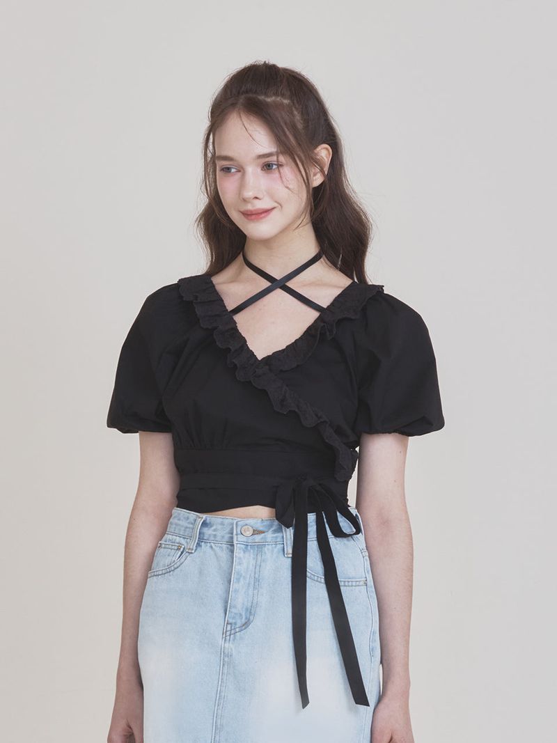 Rosie wrap blouse (Black)