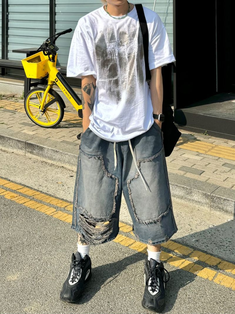 Blue low vintage half pants 1C