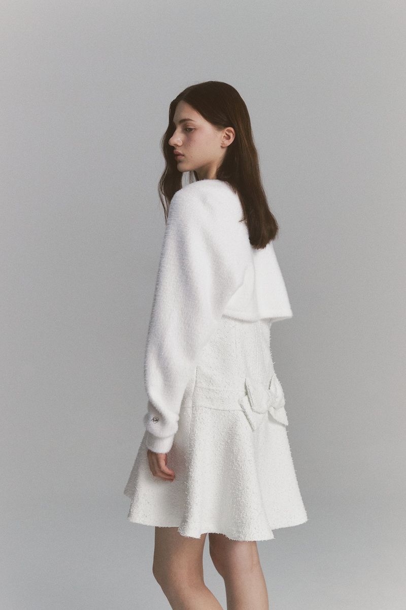 Fur Ribbon Bolero White