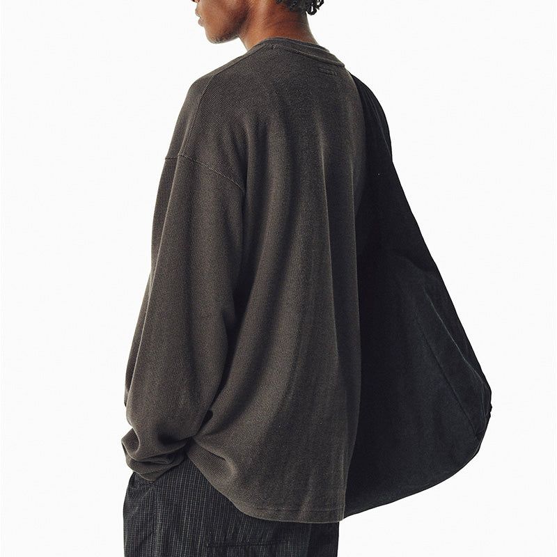 WAFFLE-KNIT SWEATSHIRT