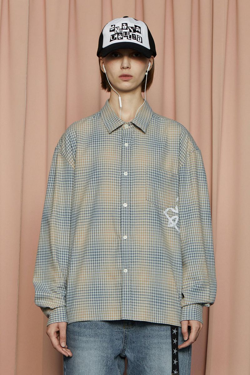 UNALLOYED（アナロイド）の「SYMBOL CHECK SHIRT / BLUE&BEIGE（Tops）」