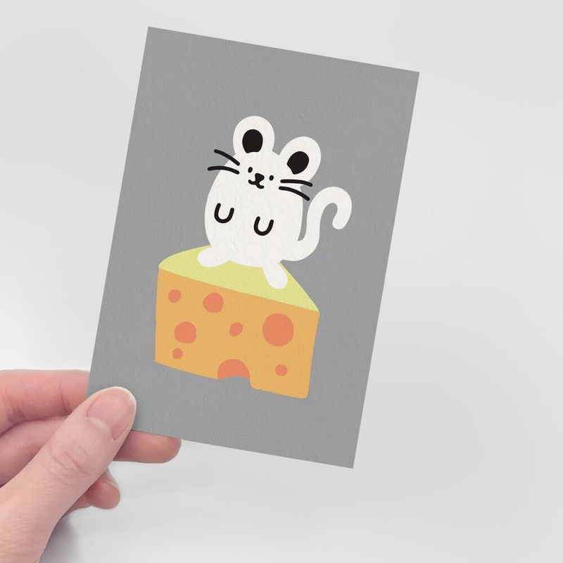 MOUSE ON THE CHEESE POST CARD