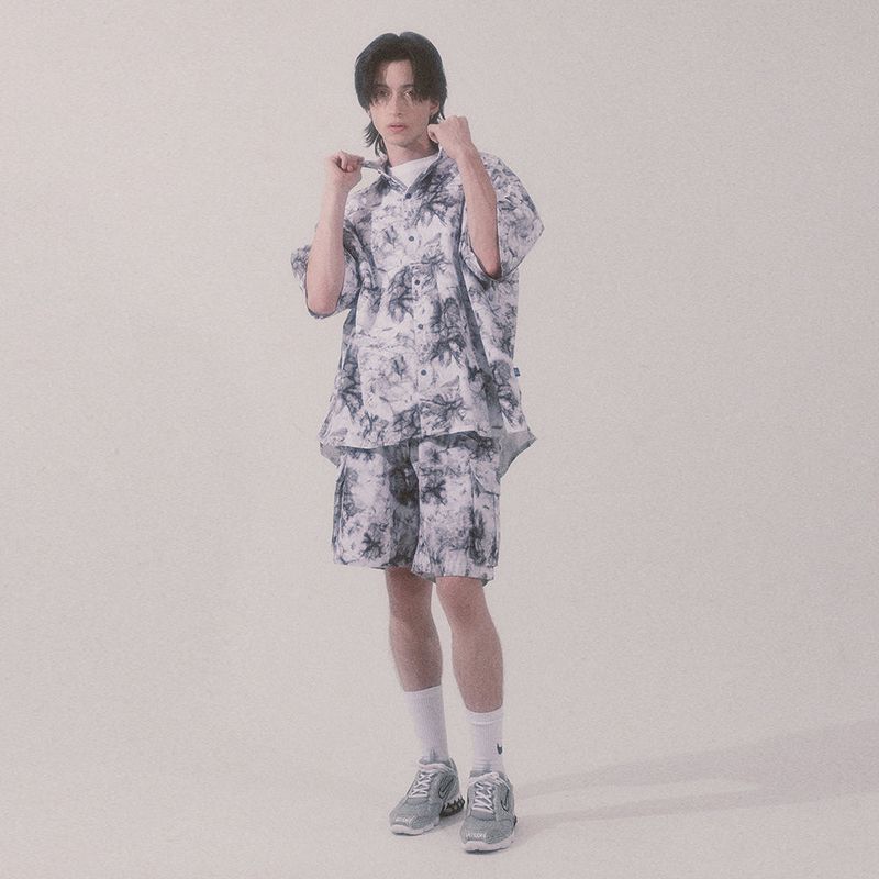 tie-dye half sleeve shirt_white