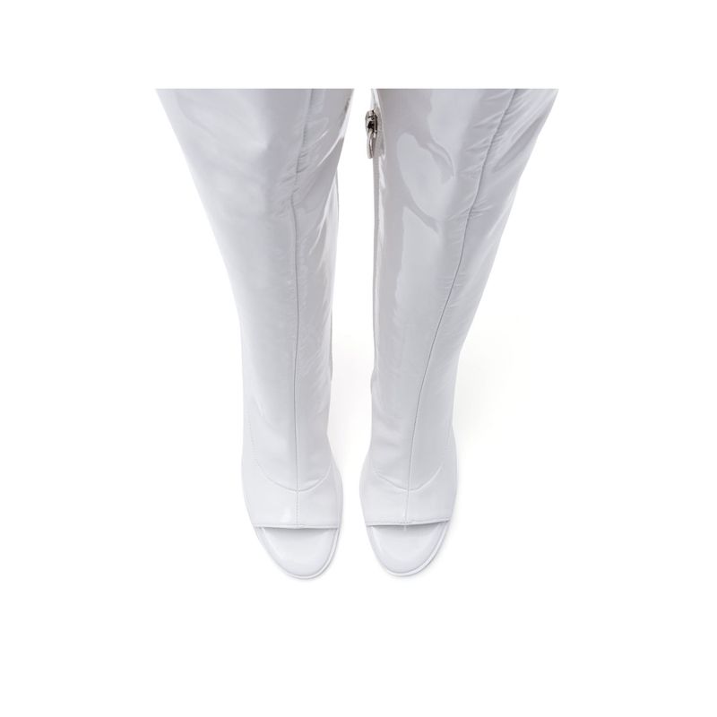 Thigh High Open Toe Heel Boots(White)
