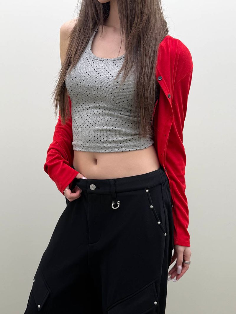 Dot halter slim sleeveless(4color)
