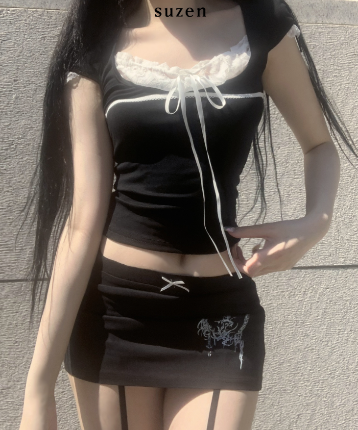Dotoni Lace Ribbon Top
