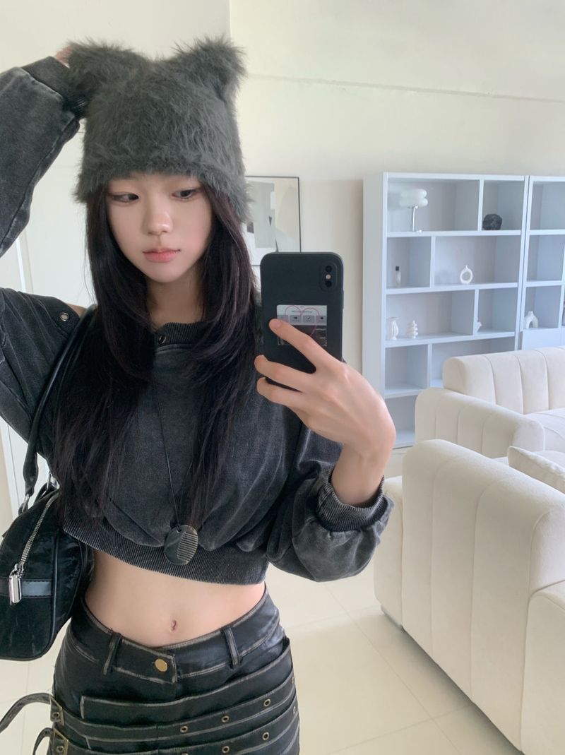 Meow Angora Cat's Tail Knit Beanie