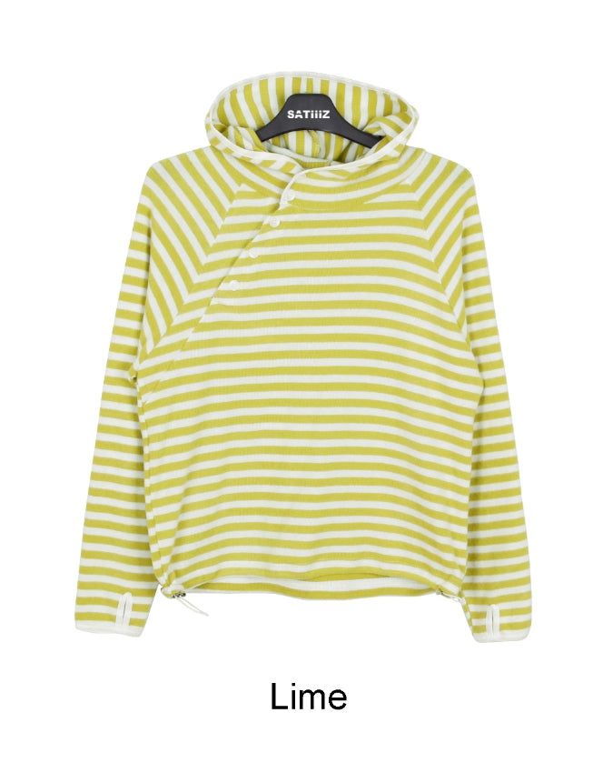 Veil diagonal button hood ST long sleeve