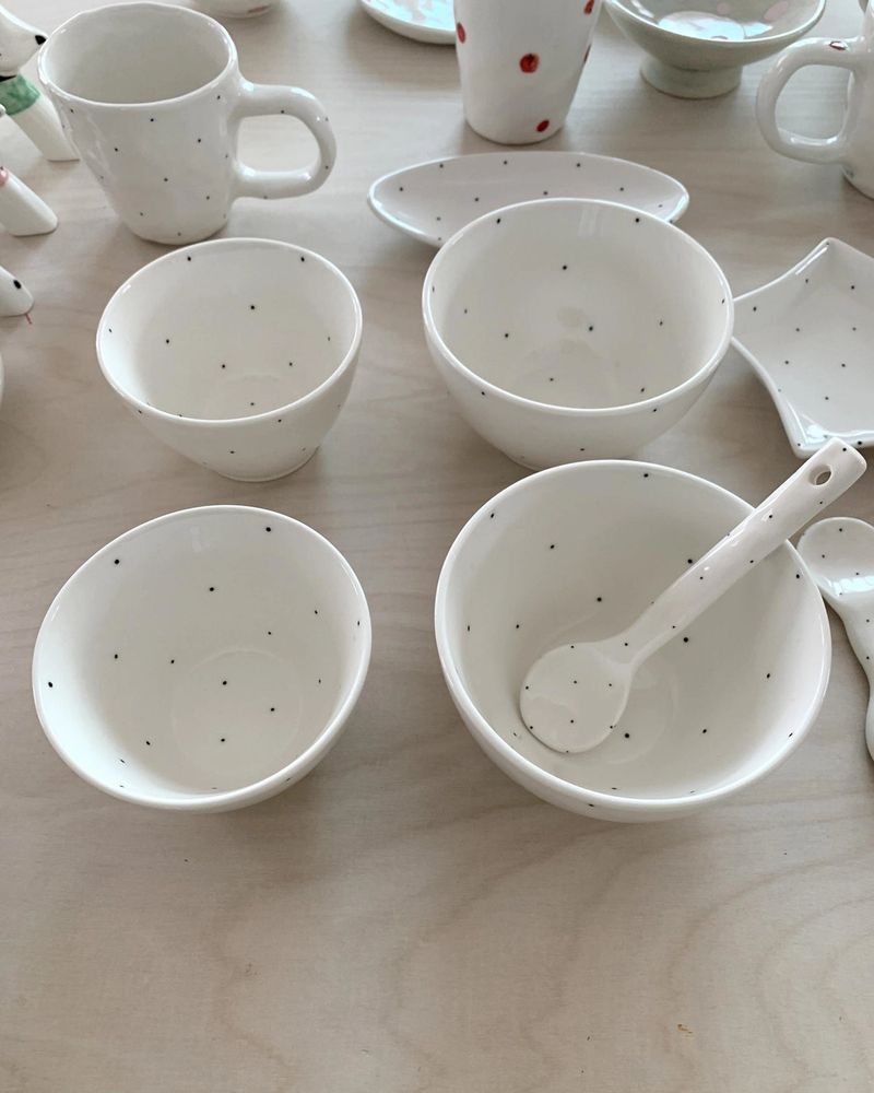 [set] nut mini dot rice bowl + soup bowl