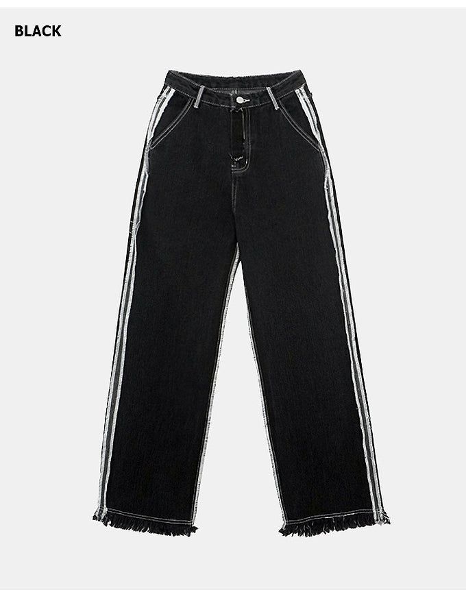 Double Side Seam Cutting Denim Pants