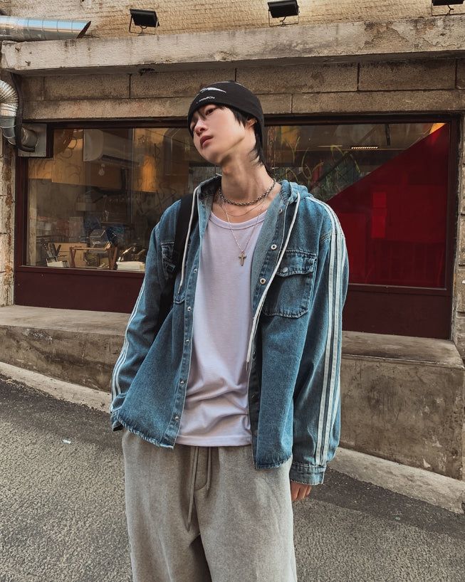 Fran Track Hooded Denim Shirt
