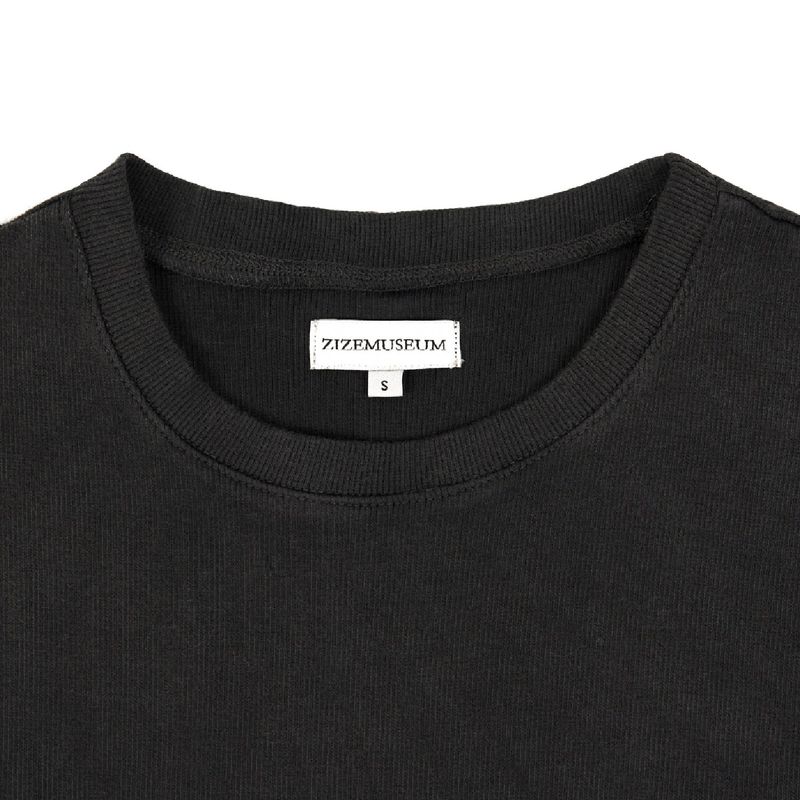 RIBBED STRING T SHIRTS(CHARCOAL GREY)