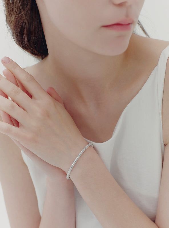 26SS★ [Premium Plating] Essence AB(W) Luxe Full Pave Bangle