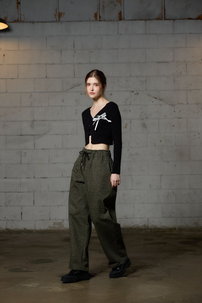LEOPARD WIDE PANTS / KHAKI