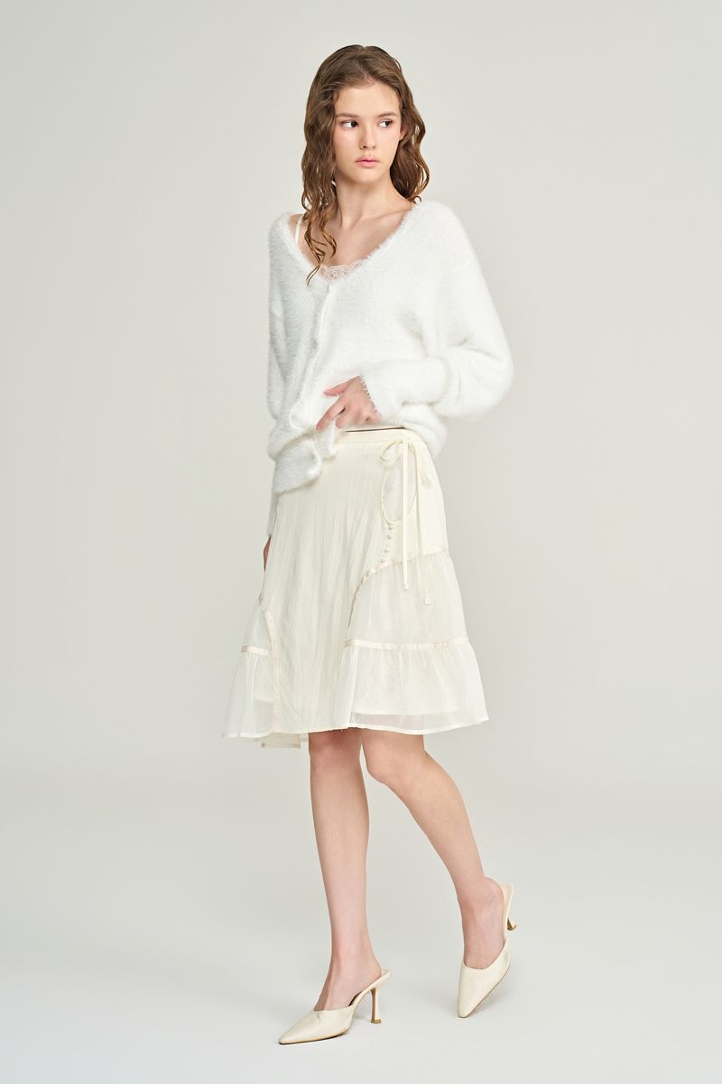 Rose terrace ruffle skirt, Ivory