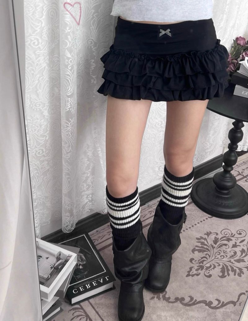 Black Bow Tiered Skirt