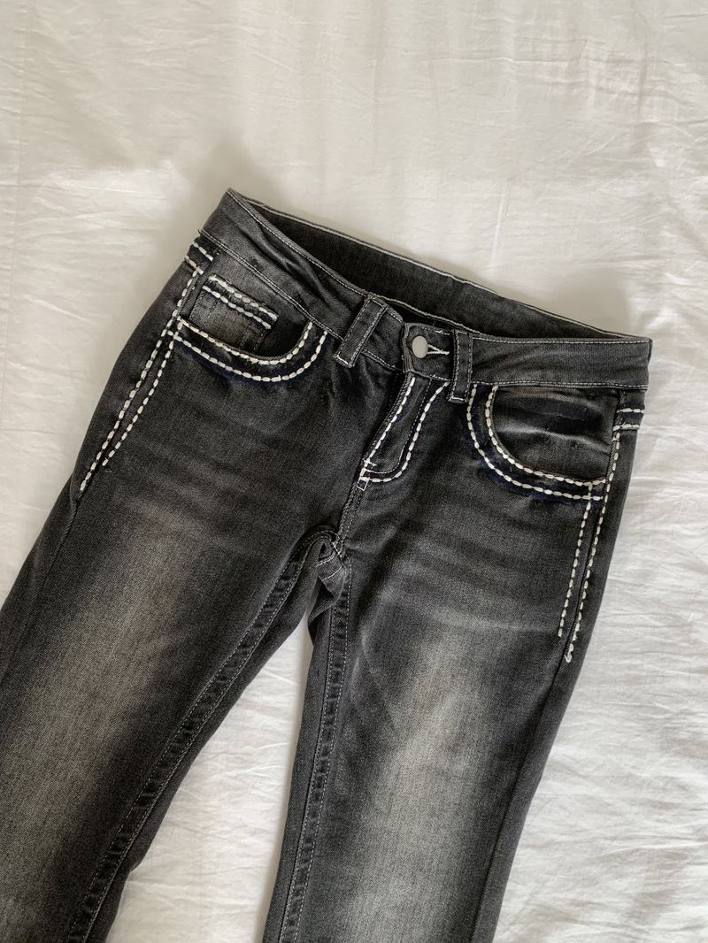 Back Pocket Contrast Stitch Gradient Low-Rise Bootcut Pants