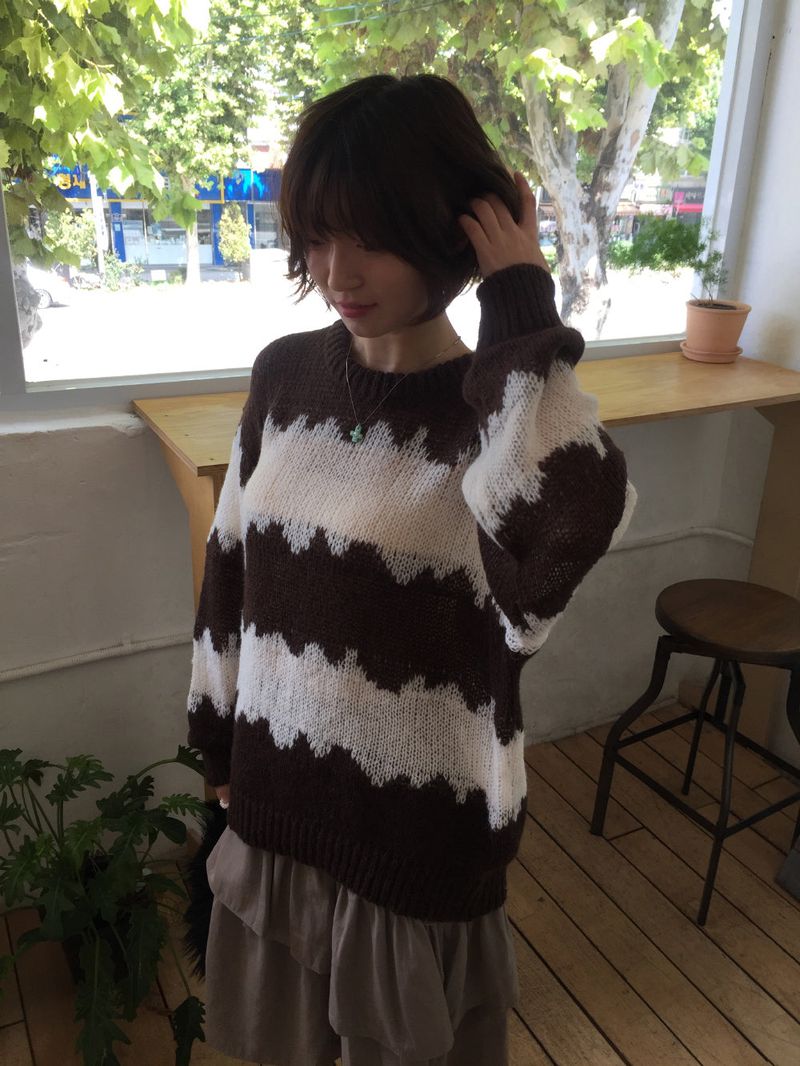 howu（ハウユ）の「Jera Rouge Alpaca Color Block Knit (5c)（Tops）」