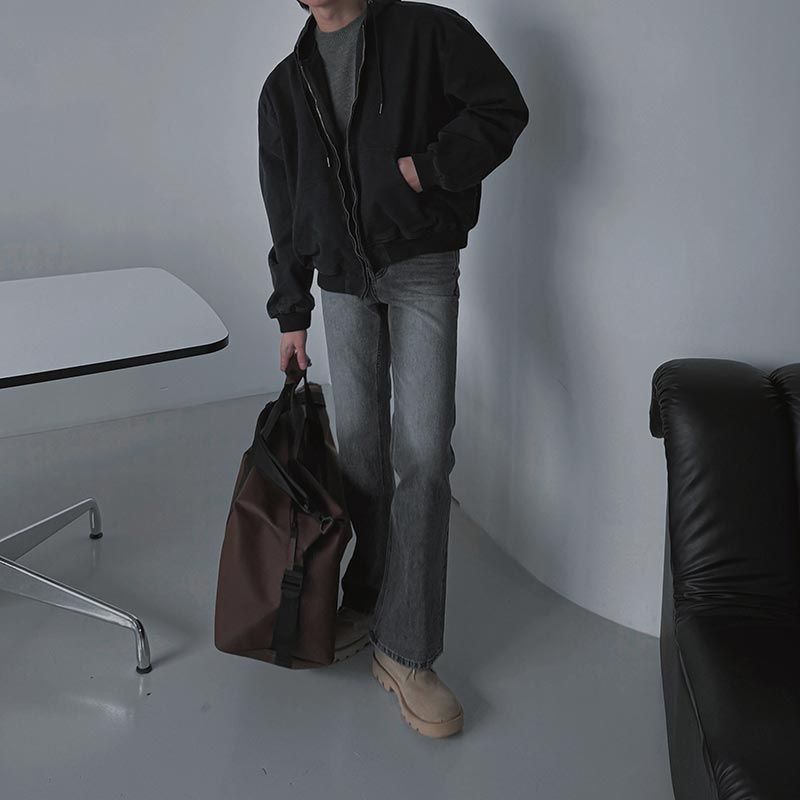 +5cm Grayish Stone Bootcut Denim Pants (336)