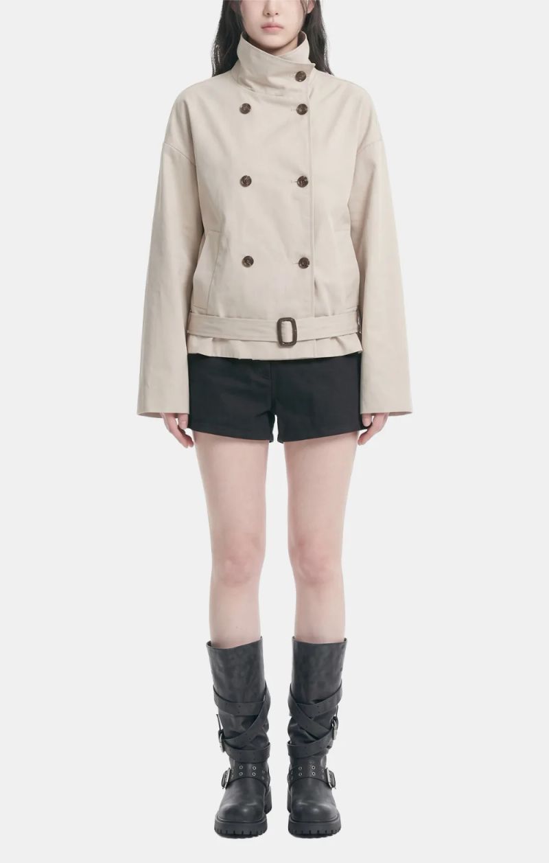 Adele Double-breasted Trench Short Jacket
