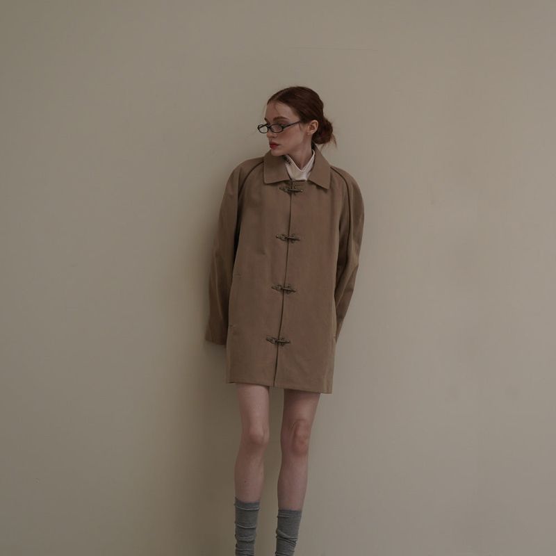 Beige Trench Half Coat