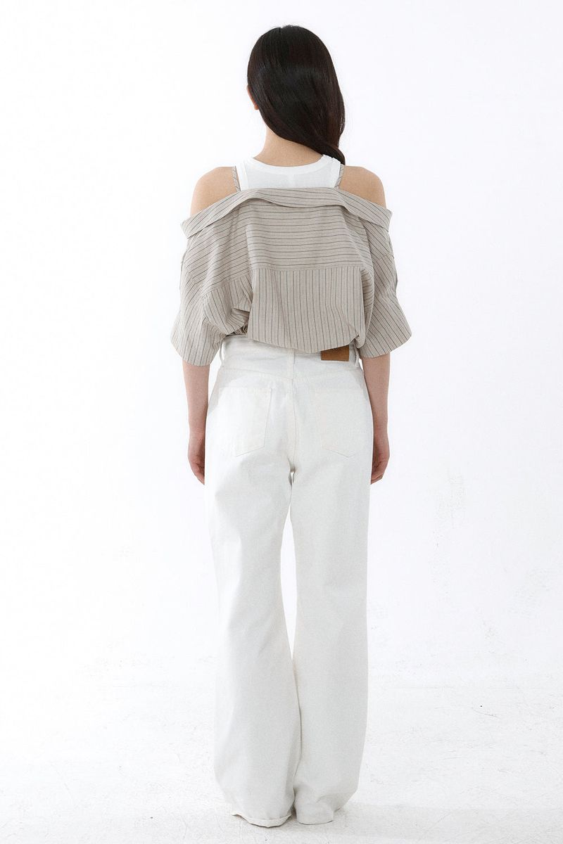 LOOSE OFF-SHOULDER SHIRT_BEIGE