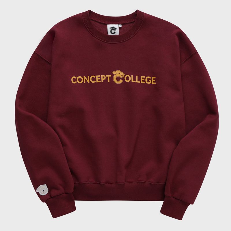 CONCEPT COLLEGE（コンセプトカレッジ）の「ベーシックラインロゴスウェットシャツ・バーガンディ［ユニセックス］ / Basic Line Logo Unisex Burgundy Sweat Shirt（Tops）」
