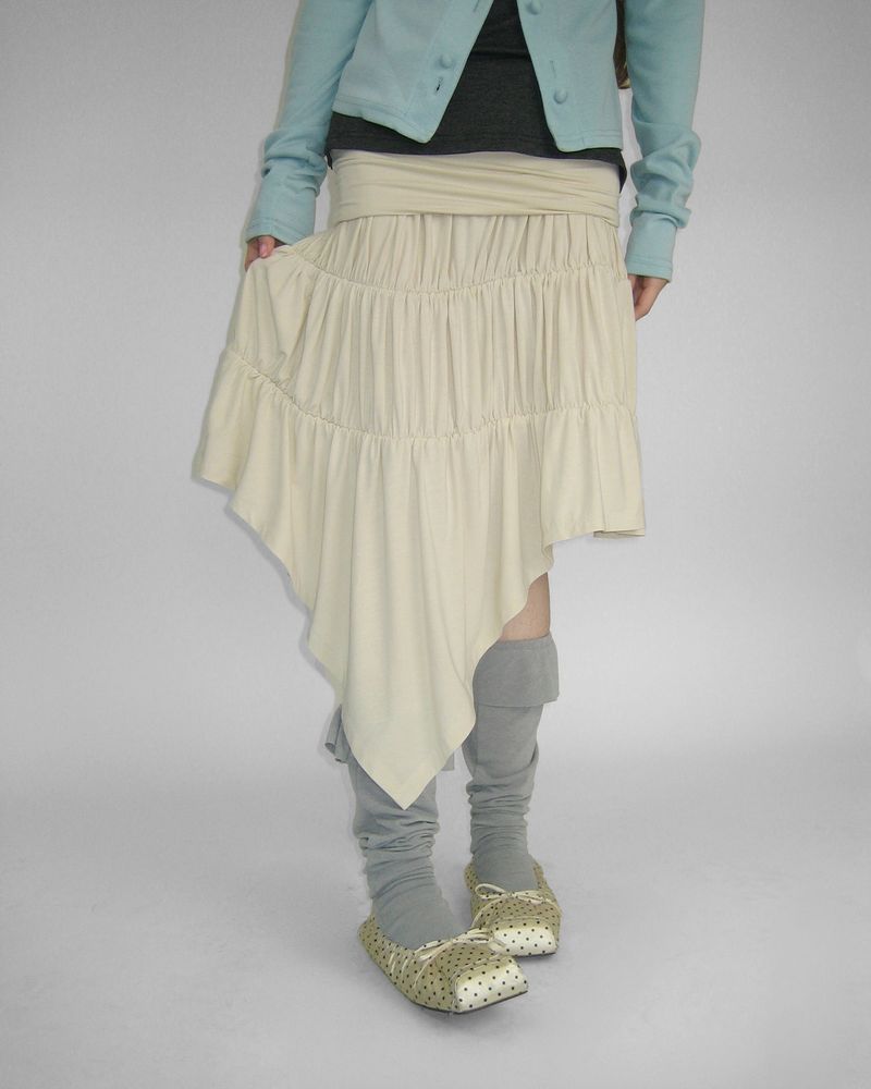 KHAN DRAPE SHIRRING UNBALANCED SKIRT