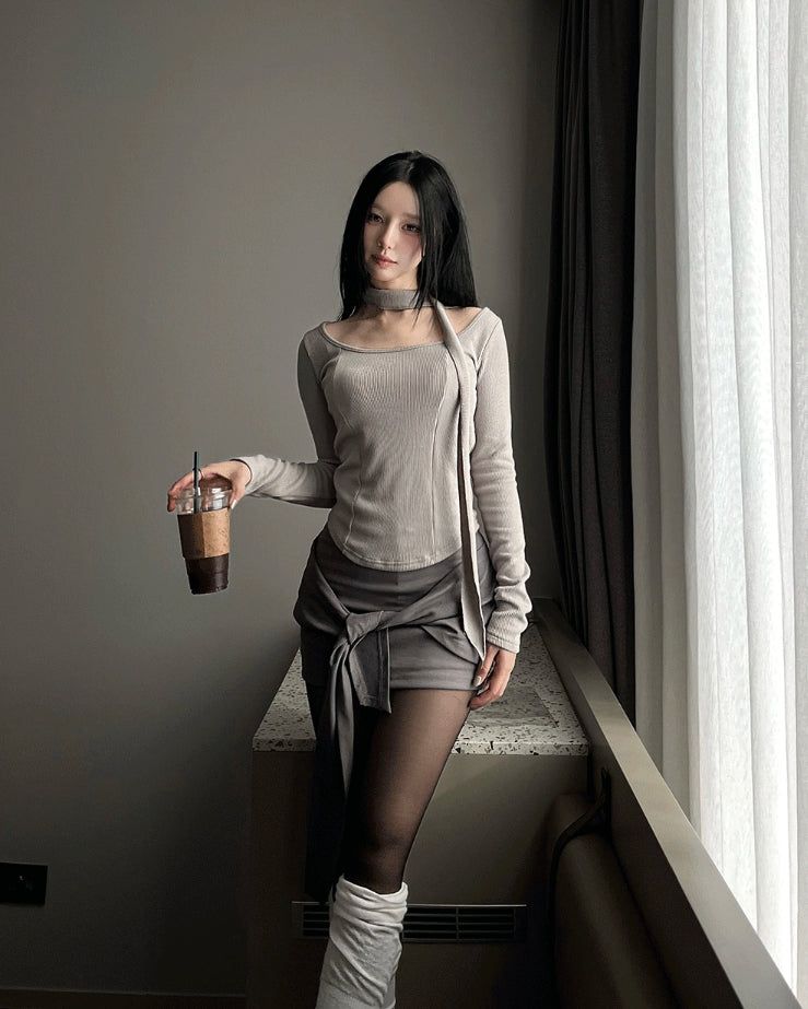 Drape wrap skirt pants