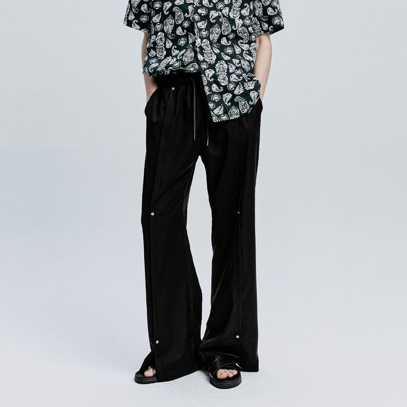 rivet wide flare banding slacks black