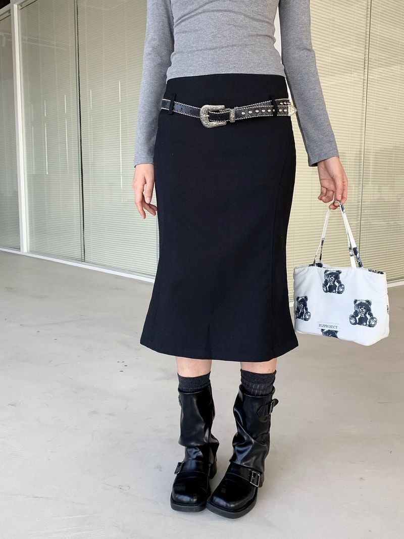 slit line midi skirt