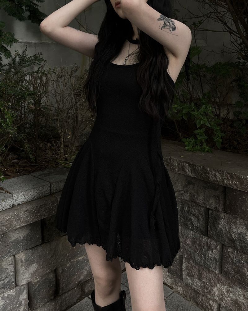 flared scarf mini dress (2color)