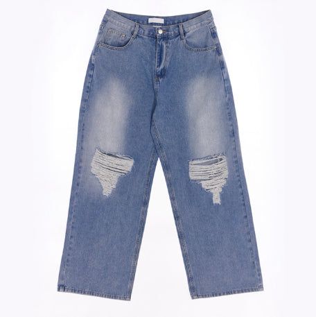 Pio Damaged Washed Denim Pants