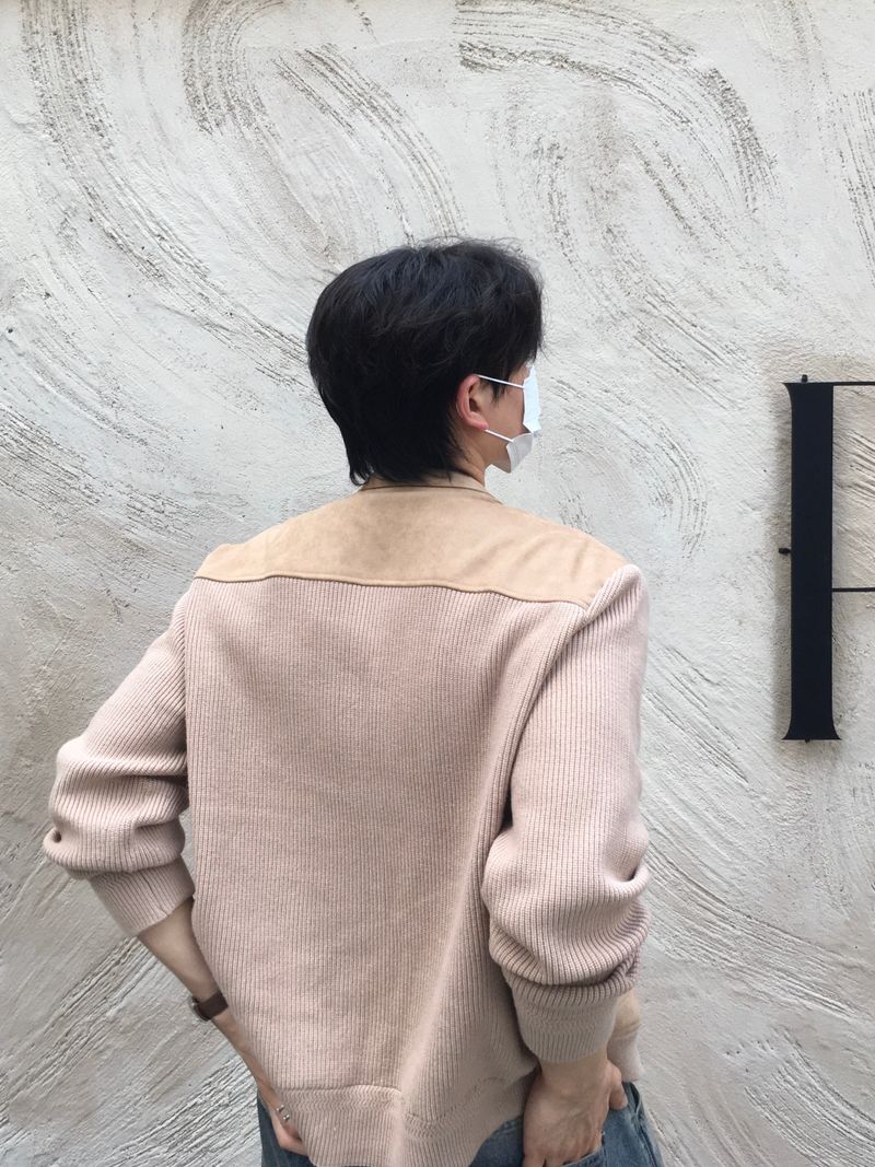 Brick Suede Sleeve Knit Jacket 2C